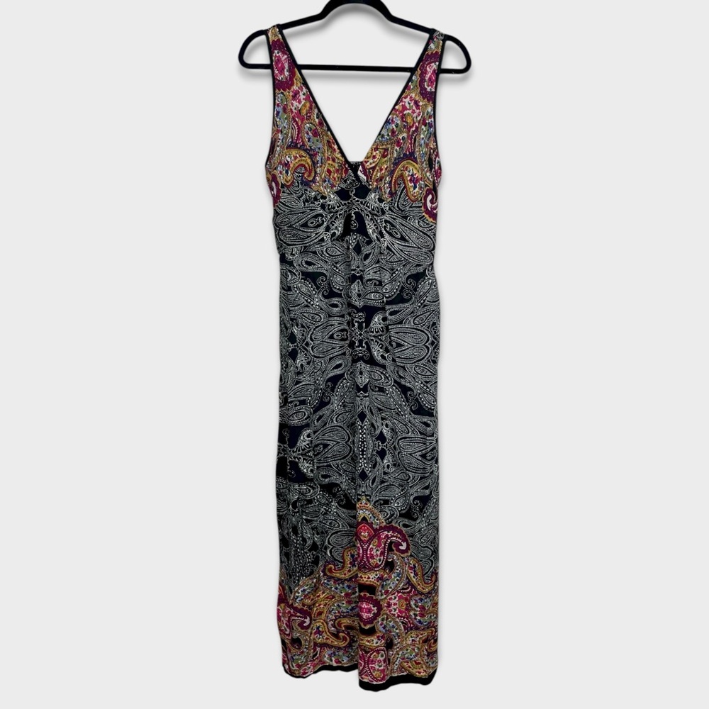 Angie Babydoll‎ V Neck Maxi Dress Large Paisley Boho Hippie y2k Grunge